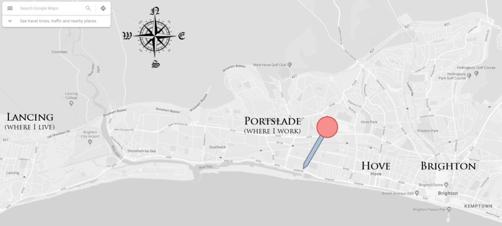 map of brighton and portslade with feedwell cafe